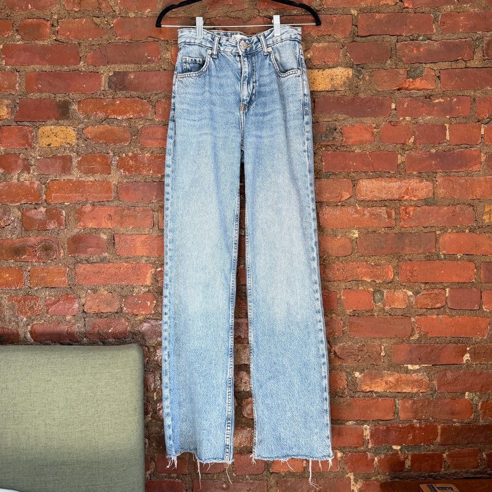 Mango Light Blue Straight Leg Jeans